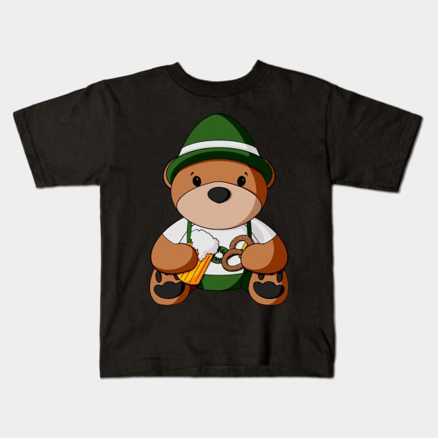 Boy Oktoberfest Teddy Bear Kids T-Shirt by Alisha Ober Designs